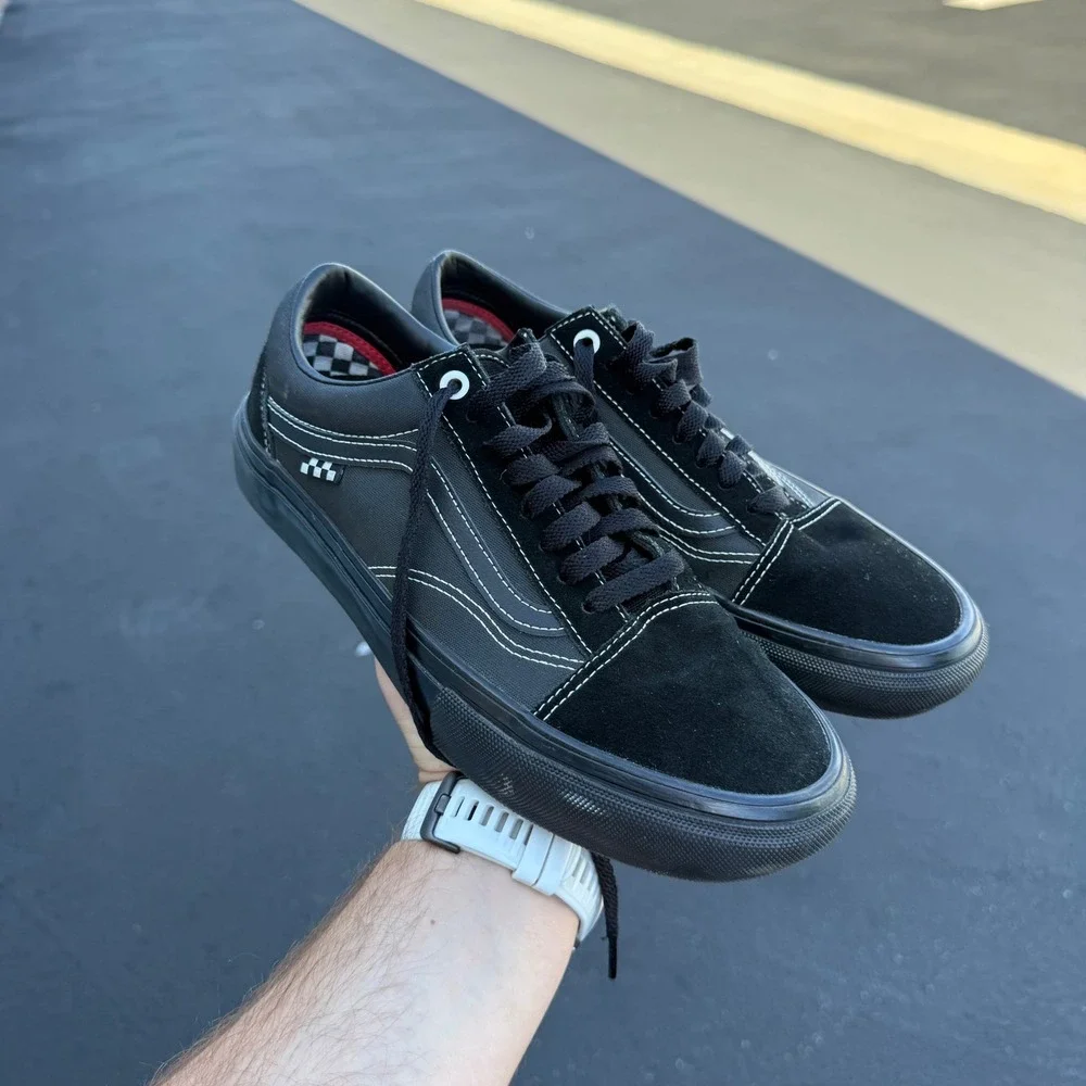 Vans Skate Old Skool Black‎ Black White Stitching PopCush Mens 9 Sneakers